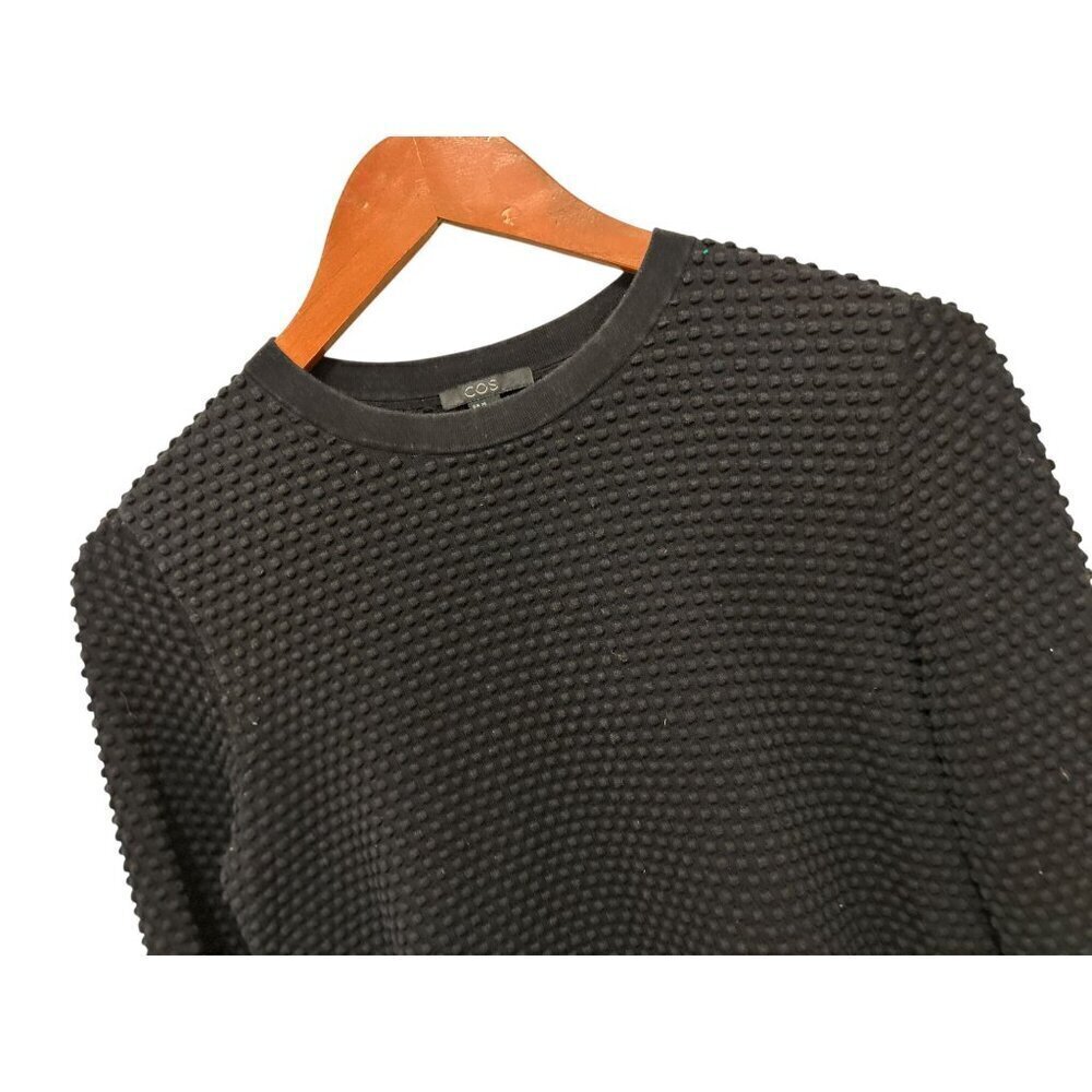 COS Waffle Stitch Cotton Jumper Dot Textured Knit Sweater in Black Size XSmall - Picture 2 of 9